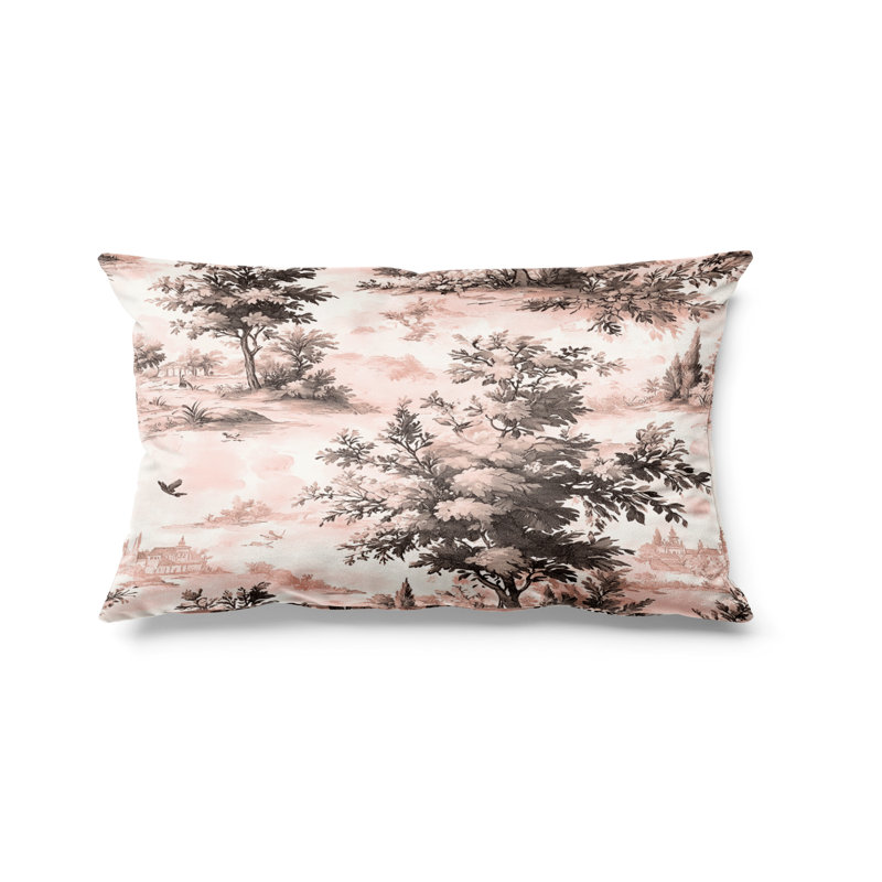 Coussin décoratif French Country - coussin imprimé rosé, H 12 po x l 20 po