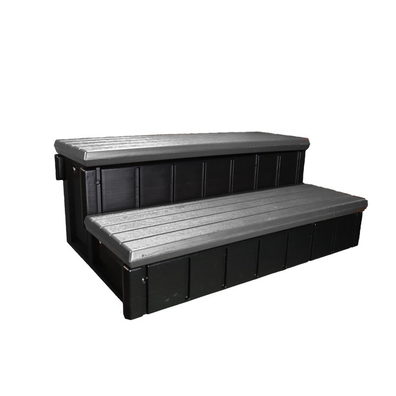 Deep Gray Weather-Resistant Two-Tier Spa Step for Hot Tub