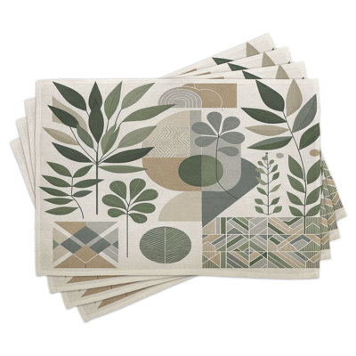 Polyester Pale Reseda Green Sepia Rectangle Placemat