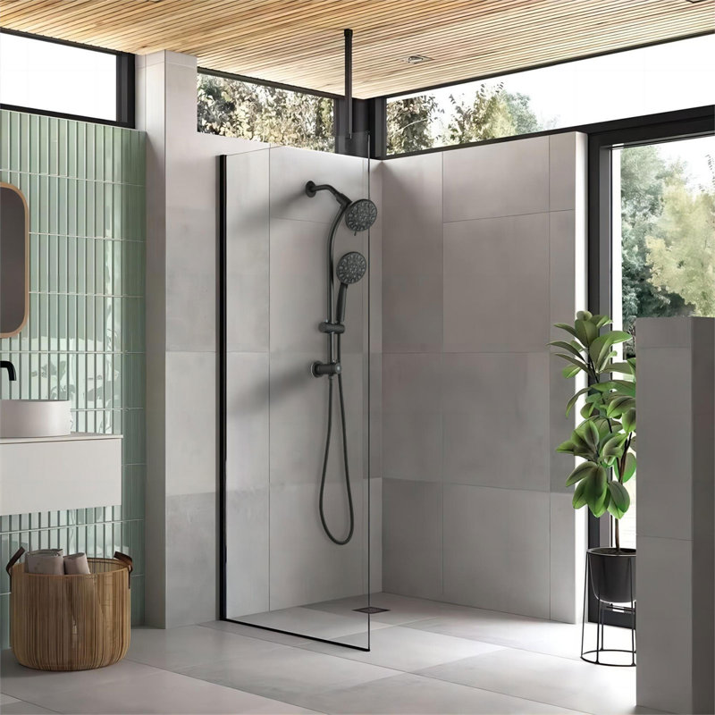 No-tool Installation 5 Inch Rain Shower & 7-spray Handheld Combo With 26" Adjustable Slide Bar, Dual Flow 1.8gpm Watersense