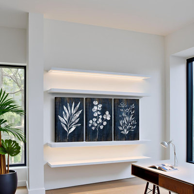 Botanical Painting Rustic Botanical Wall Art Canvas Minimalist White Leaf Plant Artwork Prints