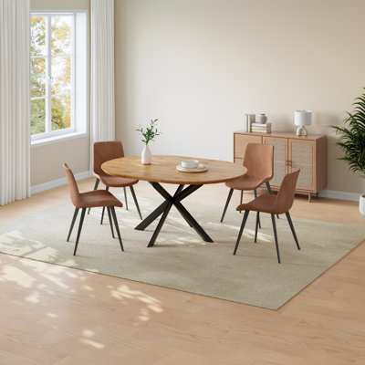 7-Piece  Oval Dining Table Set With 6 Matching Chairs For Dining Room