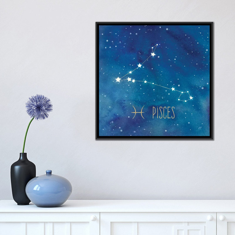 «Star Sign Pisces», impression sur toile, H 18 po x l 18 po x P 1,5 po, Toile avec cadre noir