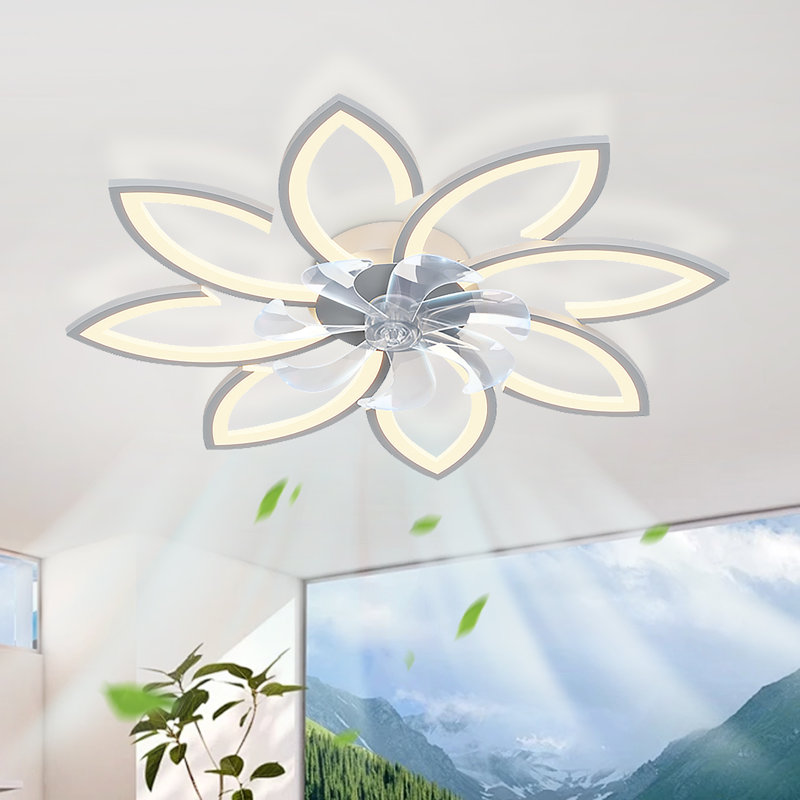 Ventilateur de plafond à DEL avec lumière, ventilateur de plafond à intensité variable moderne, ventilateur de plafond silencieux avec télécommande et commande APP