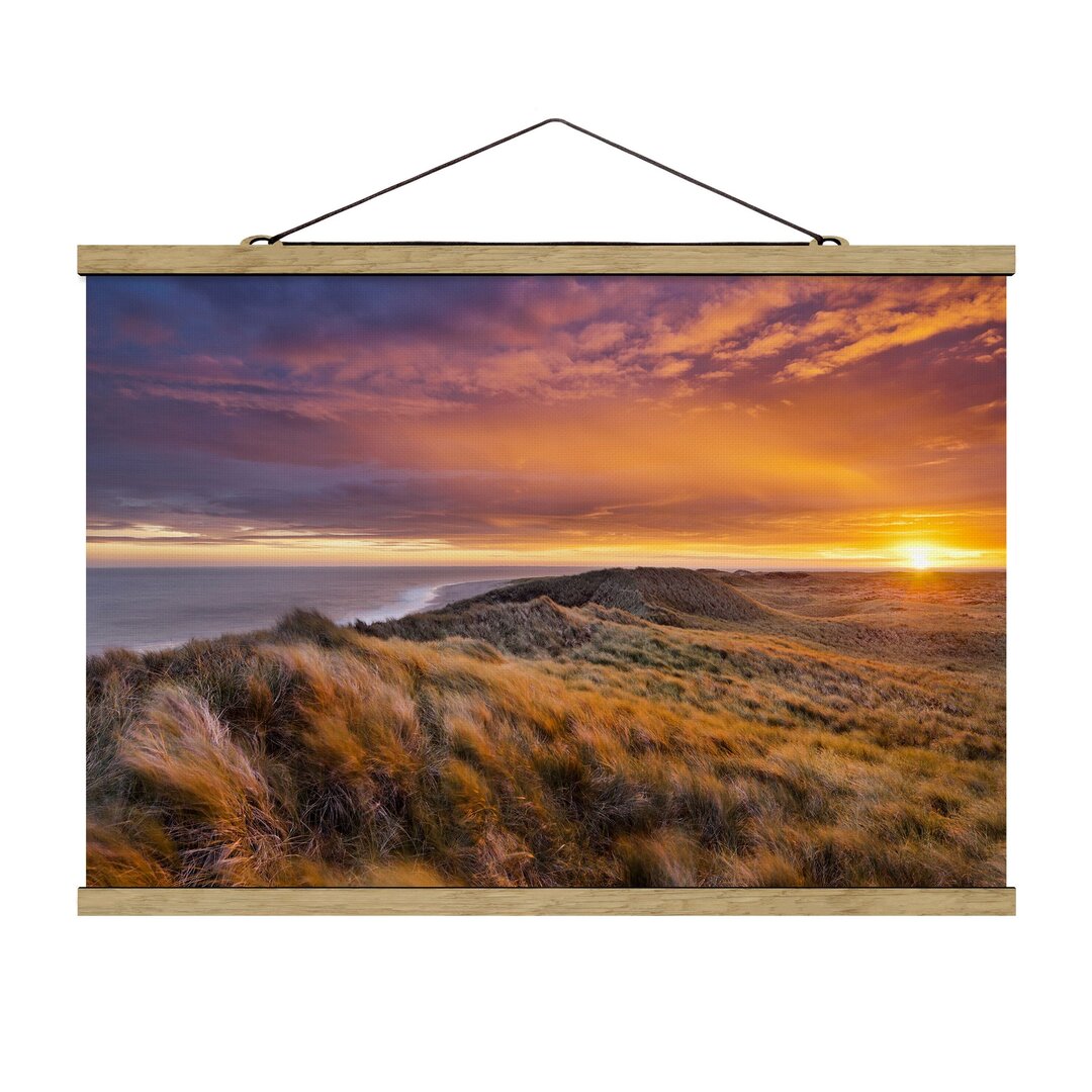 Stoffbild Mit Posterleisten - Sonnenaufgang Am Strand Auf Sylt - Querformat 3:4