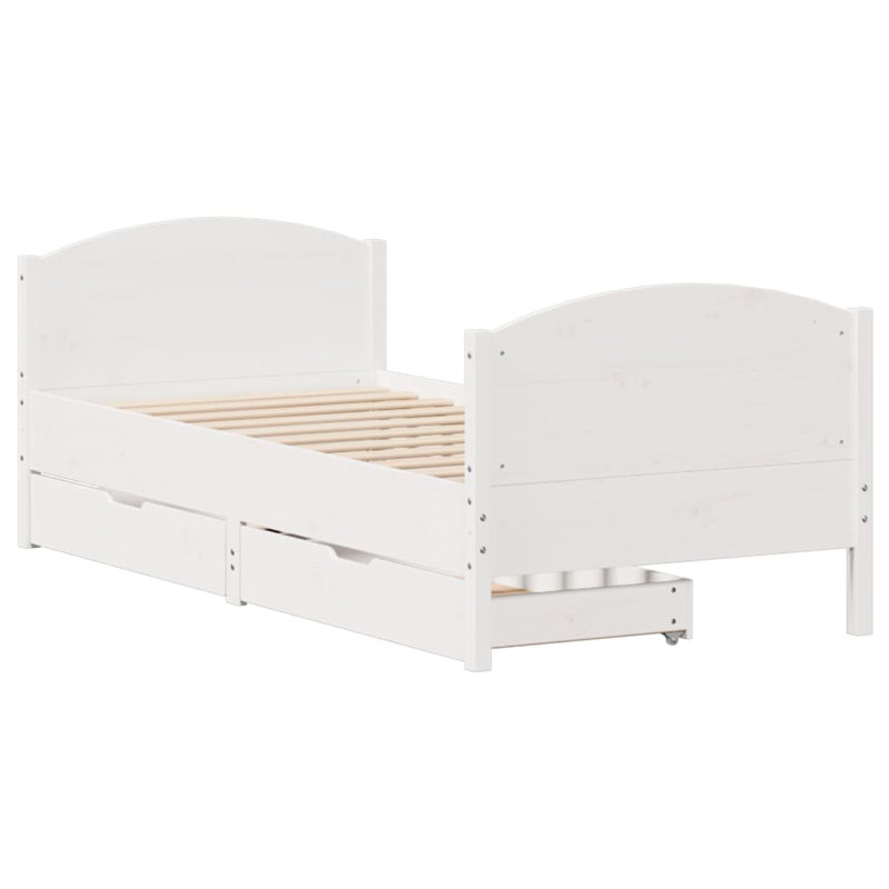 Peytin Solid Wood Storage Bed, Small Single (2'6), White