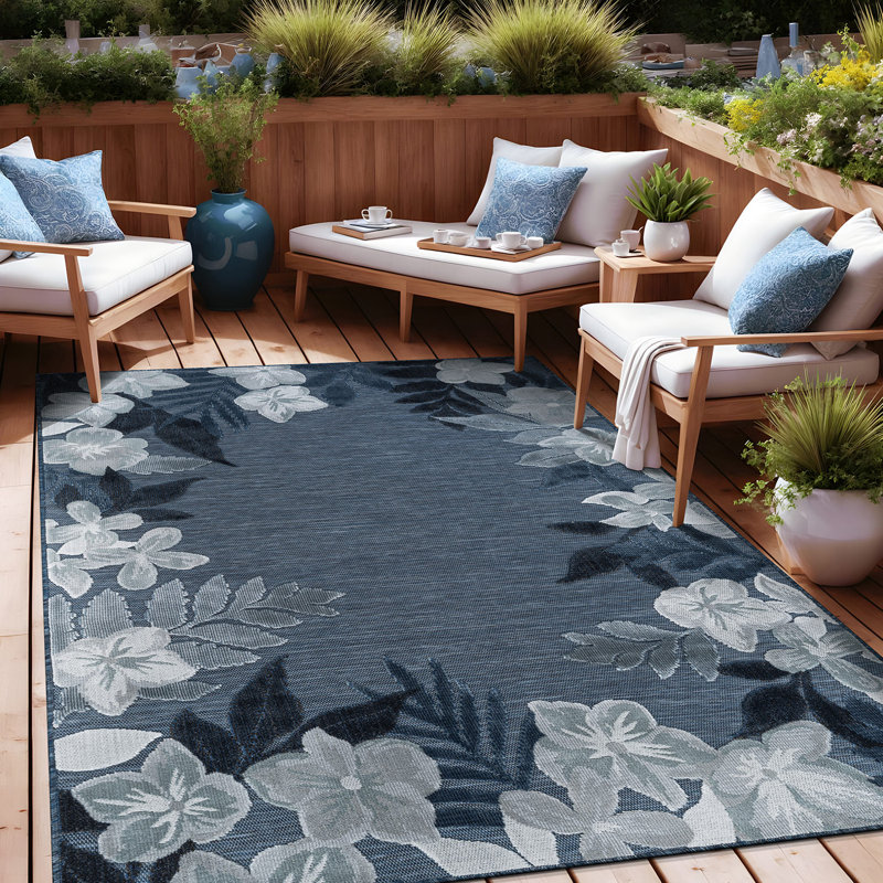 Tapis floral d'intérieur pour l'extérieur, Rectangle 9' x 12'