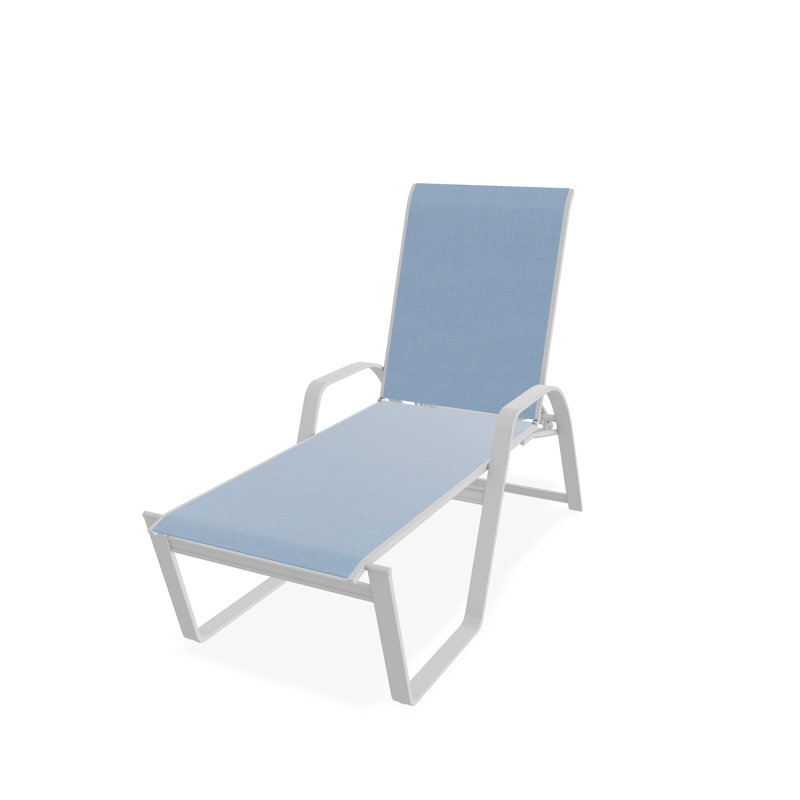 Chaise longue empilable Aruba II, Ciel, Blanc