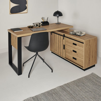 Kukkapalli 150Cm W L-Shaped Writing Desk and Cabinet