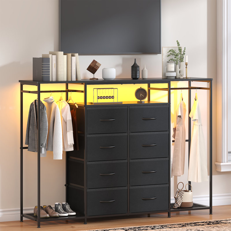 150cm W 8 - Drawer Chest of Drawers, Black
