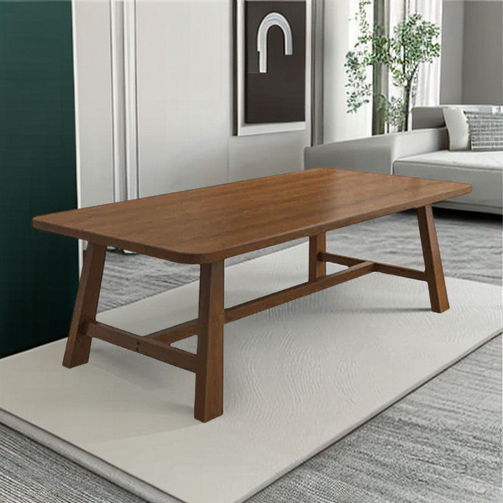 Wildon Home® 94.49" Light brown Rectangular Solid Wood Dining Table ...