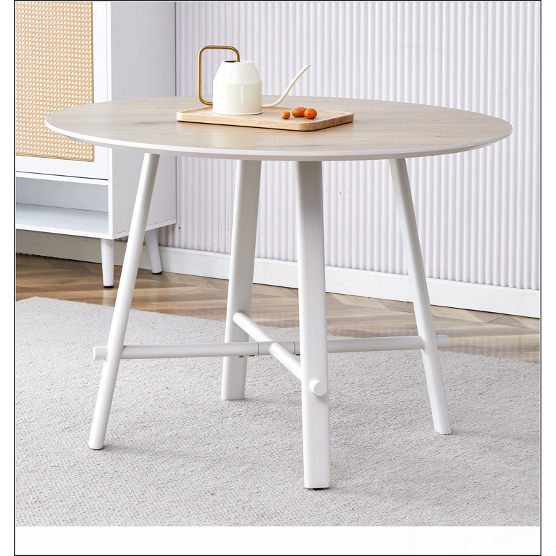 Une table de salle à manger circulaire moderne et minimaliste avec un colorant en bois de 42 pouces de diamètre, Brun