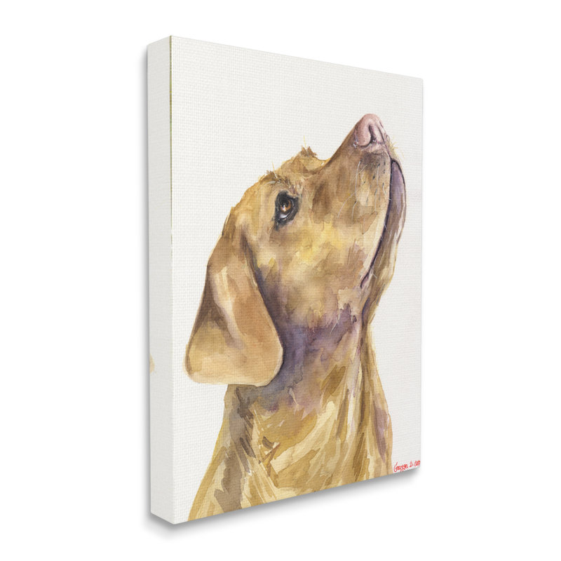 Portrait d'un chien jaune, H 48 po x l 36 po, Toile tendue