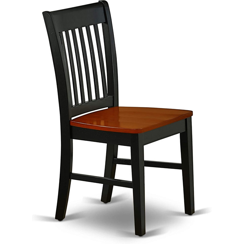 Chaise de salle à manger à dossier en lattes de bois noir et cerisier (ensemble de 2)