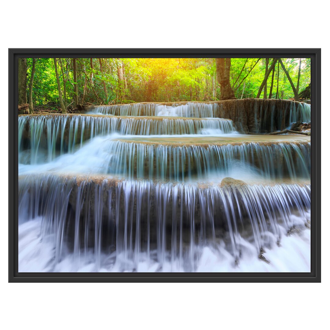 Gerahmter Fotodruck Wasserfall im Regenwald