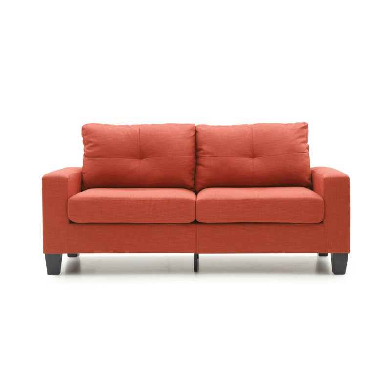 Mucci Upholstered 58'' Loveseat, Black Faux Leather, 36" H x 71" W x 32" D