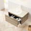 Meuble-lavabo de salle de bain 30 po avec lavabo rond transparent en verre cristal, comptoir en pierre frittée à motif, armoire en contreplaqué, chêne blanc, amortissement à fermeture en douceur, plateau d'installation simple, armoire de rangement-476562882