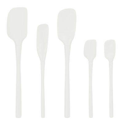 Tovolo Flex-Core All-Silicone Spatula Set of 5 for Cooking and Baking, White