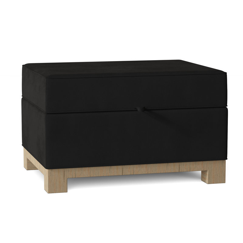 Repose-pieds rectangulaire avec rangement Brandes, Naturel, Velours noir