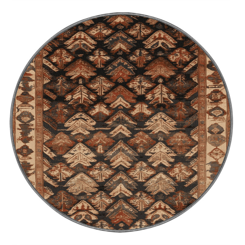 Tapis brun lavable à la machine, Rond 4 pi