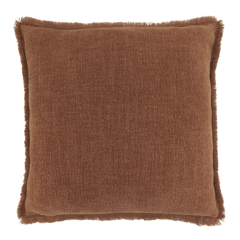 Coussin décoratif Fringe Edge, Orange, 20 po x 20 po, polyester