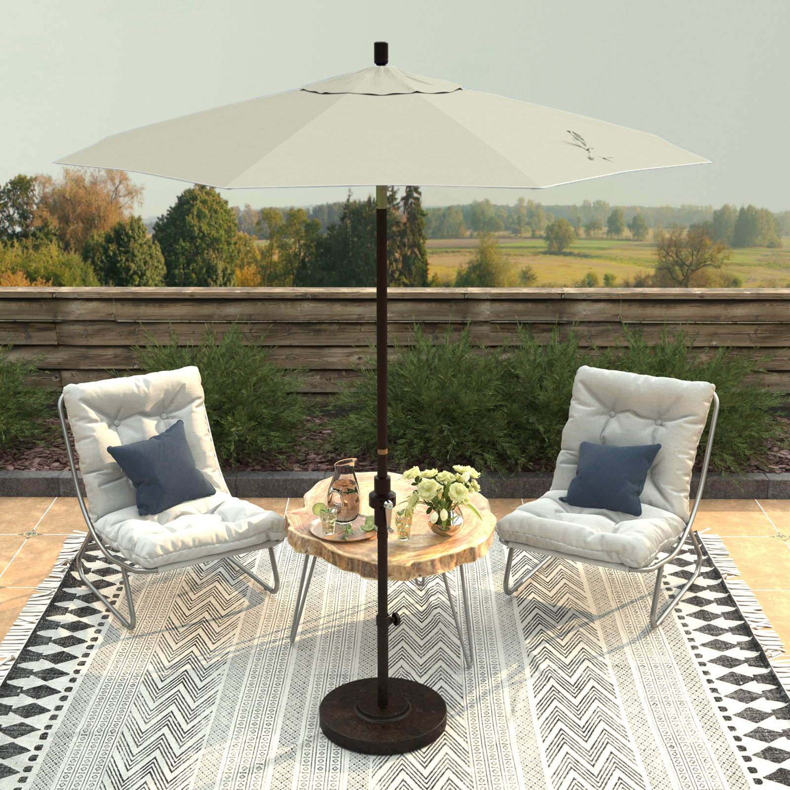 Che 90'' Outdoor Umbrella, Canvas - Pacifica