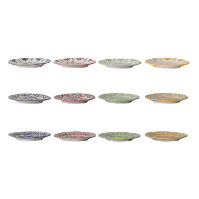 Assiette ronde ronde en grès peint à la main de forme organique 12 styles (chacun peut varier)