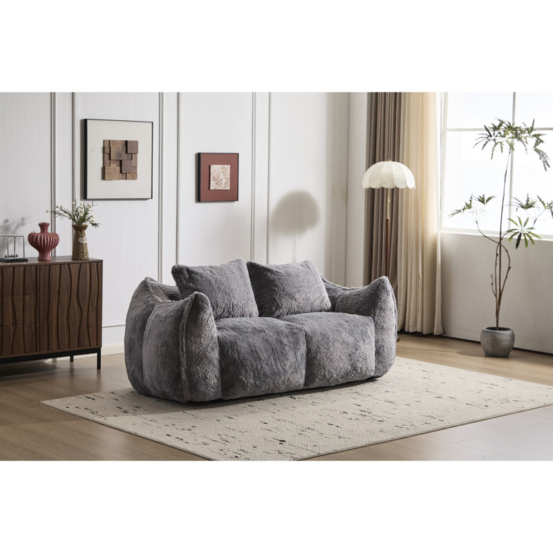 Upholstered 42.65 " Faux Fur Loveseat