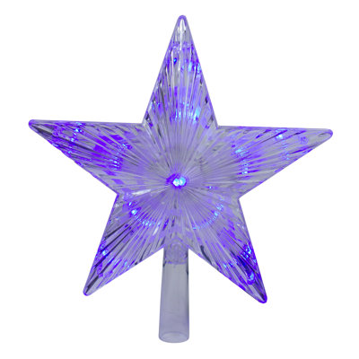 Décoration pour sommet de sapin en forme d'étoile à 5 pointes de 9,5 po - lumières DEL blanches et bleues