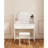 Adjustable Mirror Vanity Table With One Drawer, Spacious Storage For Beauty Essentials, Matching Stool, Compact And Elegant, Ancient White, Particle Board + , 15.63 In Width Mirror, Makeup Brushes,