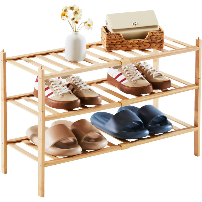 6 Pair Stackable Shoe Rack, Brown