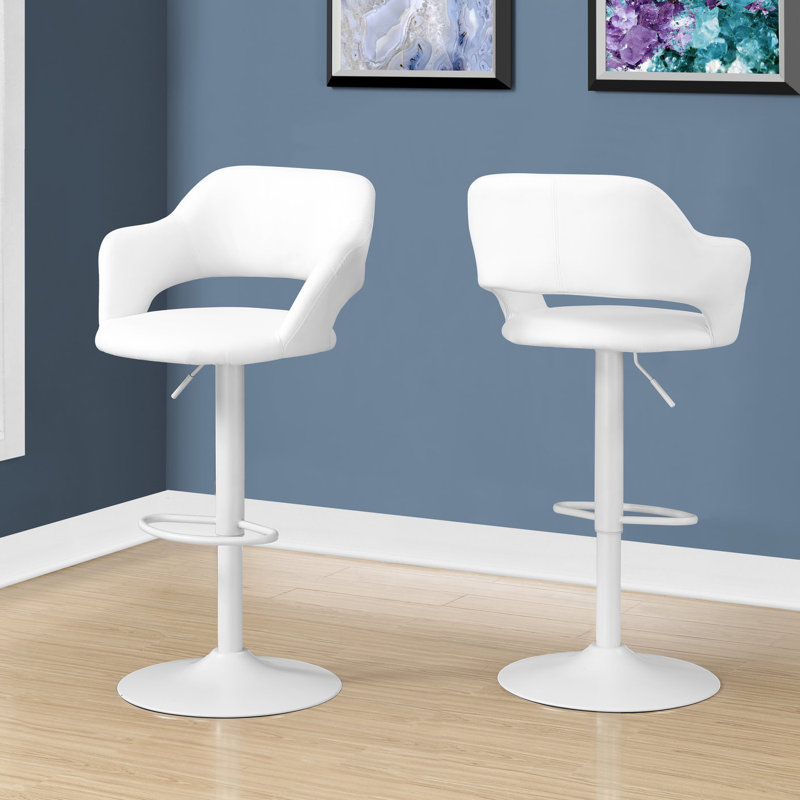 Bardia Swivel Adjustable Height Bar Stool, White