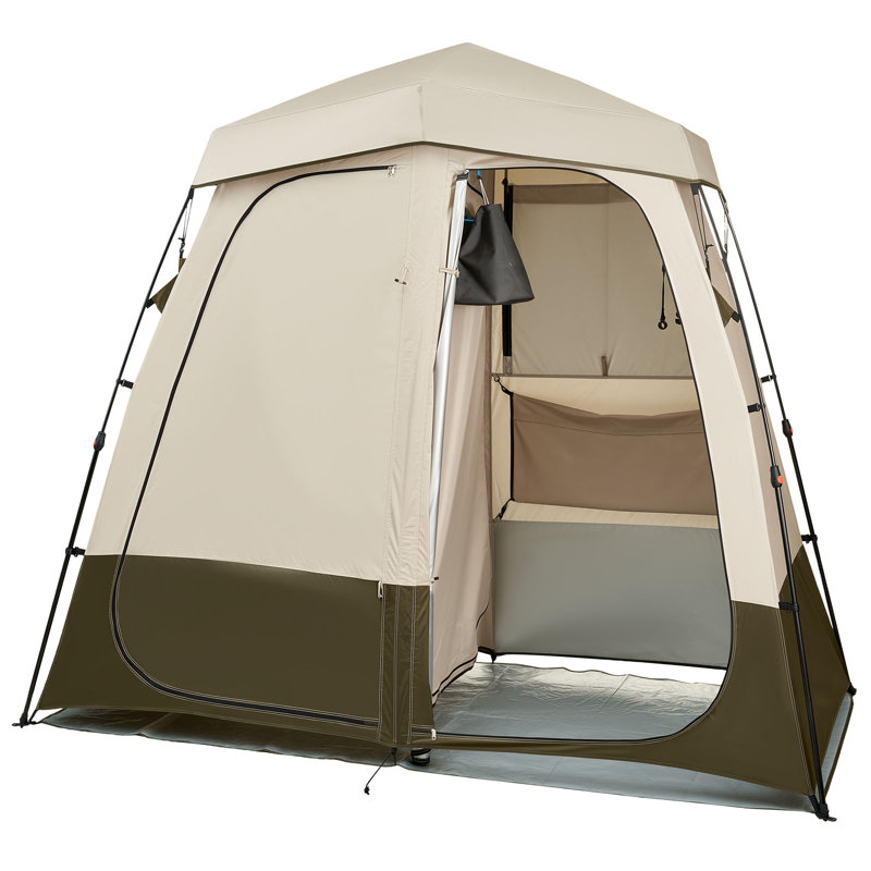 Tente de douche 2 pièces pliable et vestiaire avec piquets de sol et sac de transport | Idée de cadeau