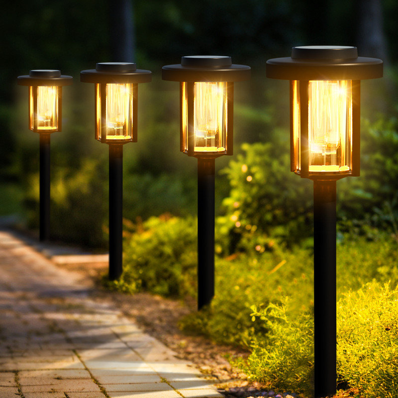 Paquet de 6 lumières de jardin à énergie solaire, éclairage de sentier extérieur imperméable IP65 pour cour et allée, lumières solaires blanc chaud pour patio et paysage