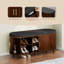 Banc de rangement à chaussures à 2 étages de style Mid-Century moderne avec porte coulissante cannelée et tablettes réglables-481896527-484403273