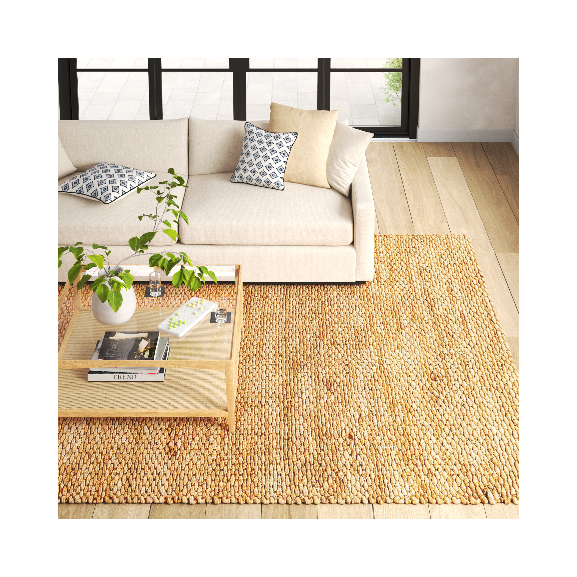 Edgemere Handmade Jute / Sisal Tan Rug, Rectangle 9'6" x 13'6"