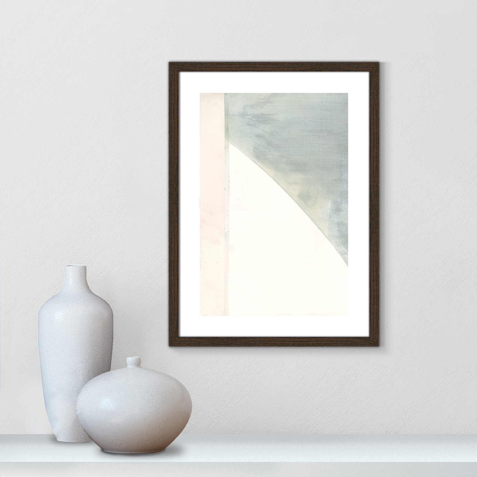 Alexandria "In Neutral I" Painting by Cartissi, 23" H x 17" W x 0.75" D, Walnut Wood Framed Paper