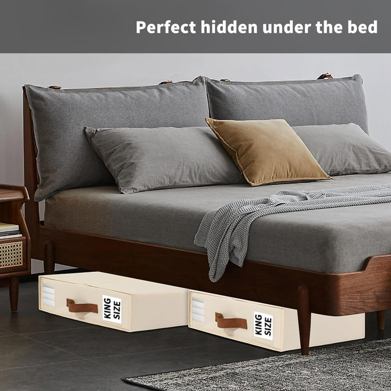 6 Pack Bed Sheet Organizers And Storage, Sheet Organizers For Linen Closet Under Bed Storage Sheets Set Organizers With Handle Window Foldable Bedding Storage Box Beige