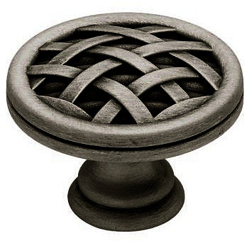 (5 Pack) 1-1/2 inch Ribbon and Reed Knob Satin Pewter