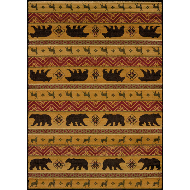 Tapis taupe rectangulaire à imprimé animal Sayre, Rectangle 5 pi 3 po x 7 pi 2 po