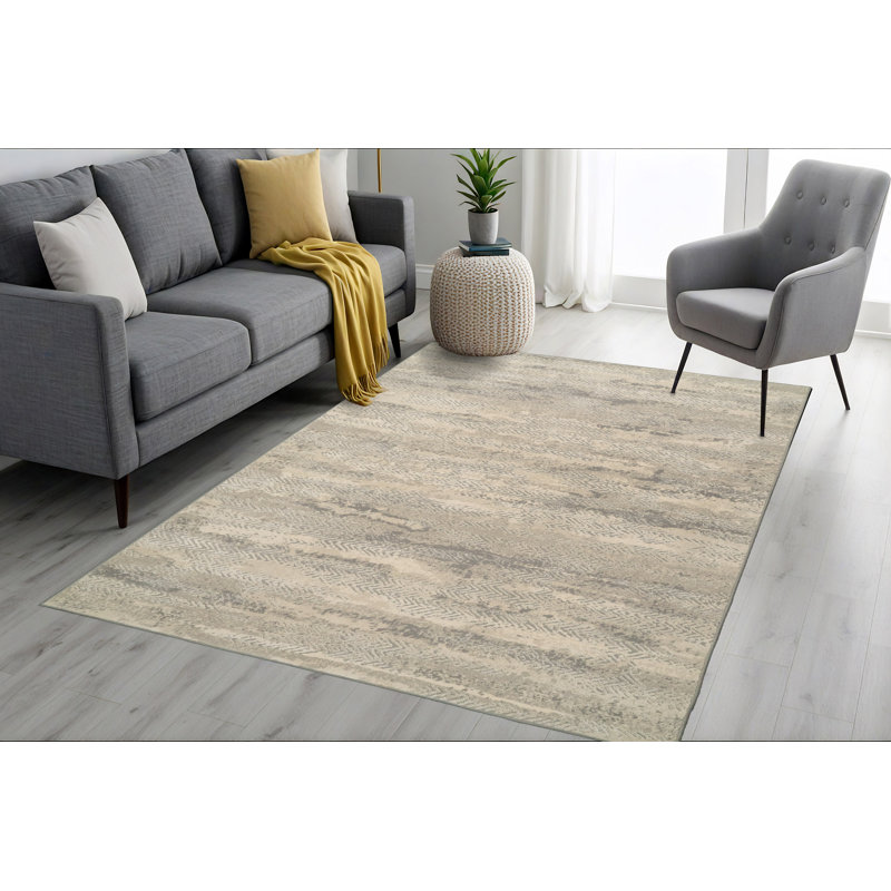 Tapis de surface blanc cassé Maurin, Rectangle 6 pi 7 po x 9 pi 6 po