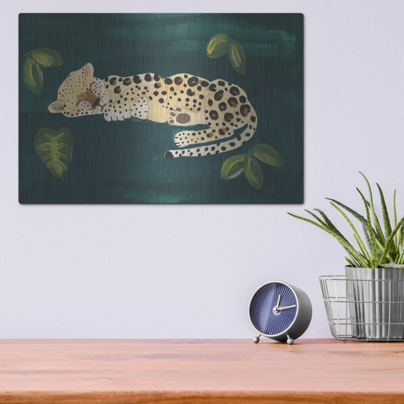  «Lethargic Leopard 2» par Alicia Longley, art mural en métal, 16 po x 12 po, H 12 po x l 16 po