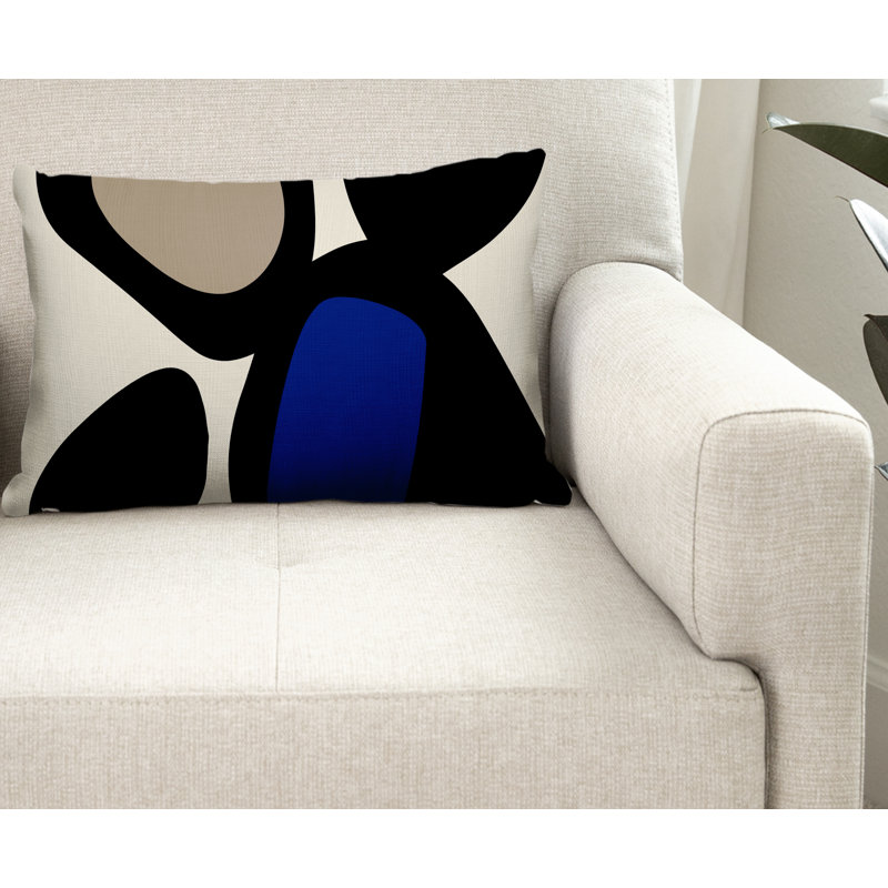 Coussin intérieur / extérieur en polyester filé Karney, Bleu marine, H 18 po x l 25 po