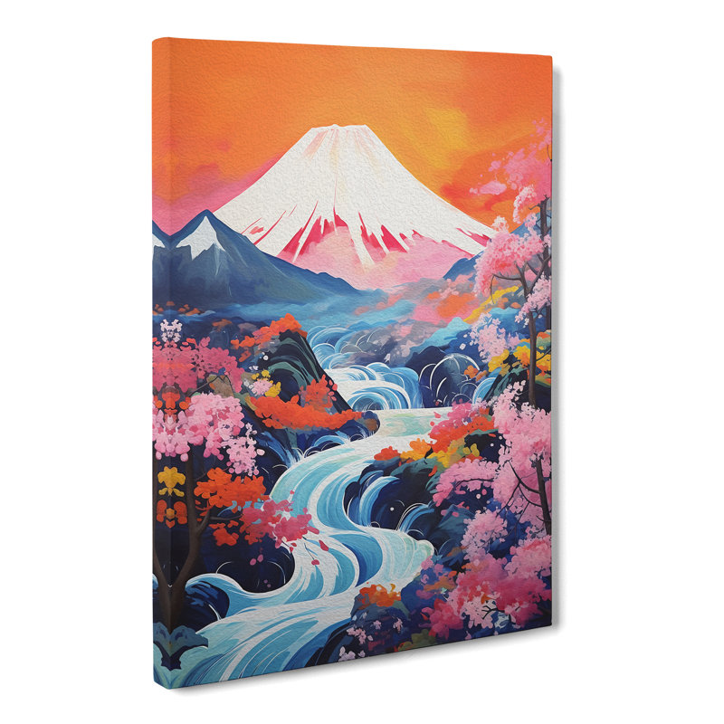 Japanese Mountains Expressionism No.2 - No Frame Art Prints - Wrapped Canvas, 50cm H x 35cm W x 3cm D