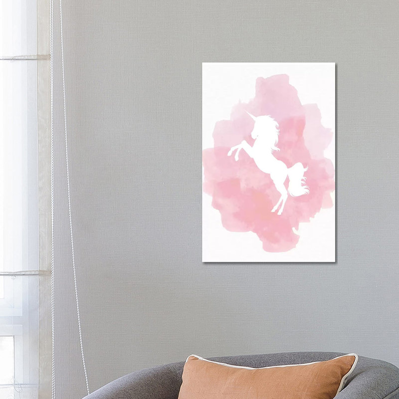Unicorn Pink Watercolour by Pixy Paper - Wrapped Canvas Painting, 66.04 cm H x 45.72 cm W x 1.91 cm D