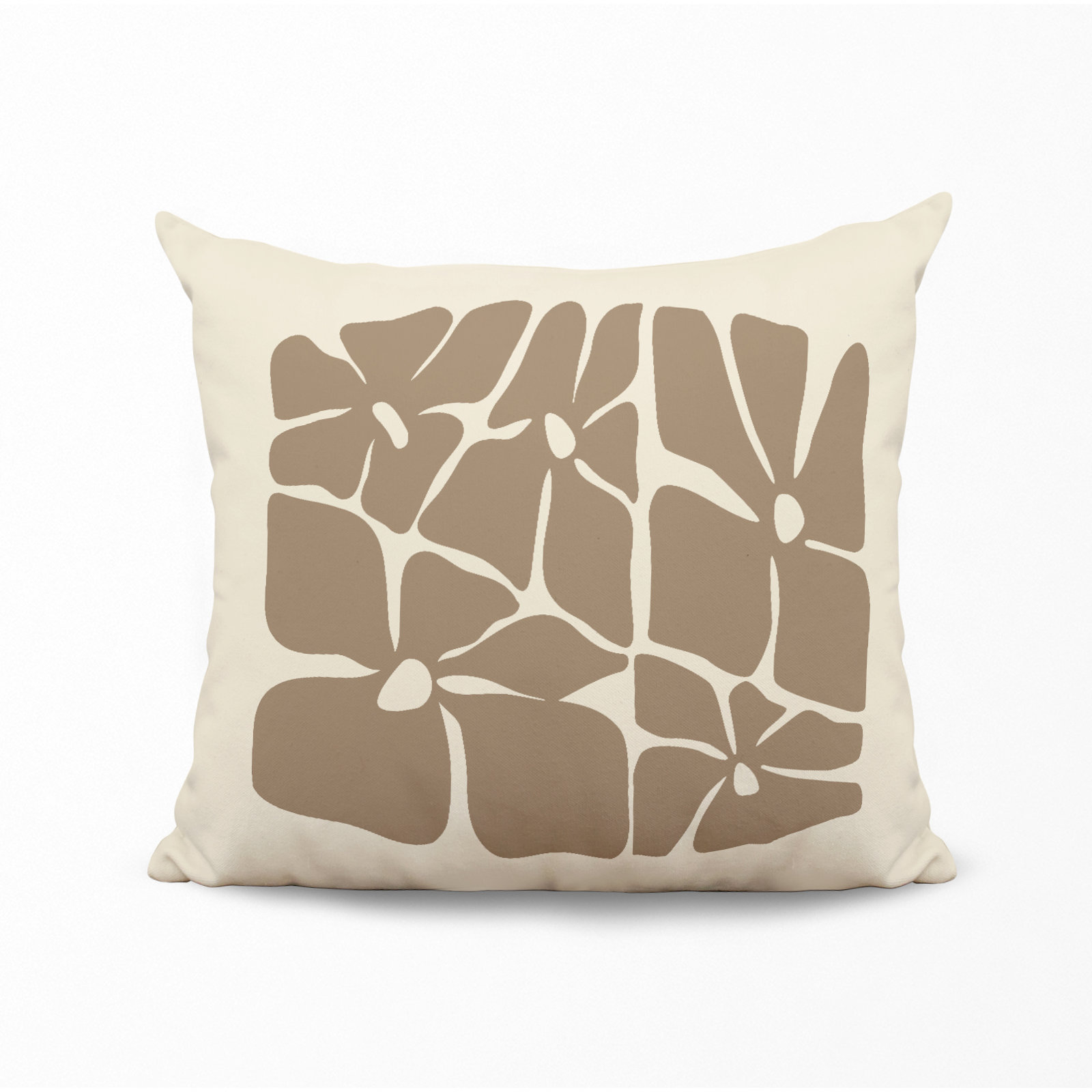 Polyester Throw Square Indoor/Outdoor Pillow Cover & Insert, Beige, 17W" x 17H"