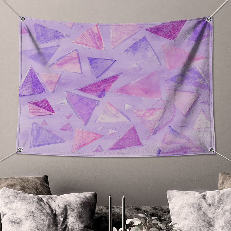 Triangular Abstract Shapes Wall Tapestry - Triangles Wall Decor, 50in H x60in W with 4 Grommets