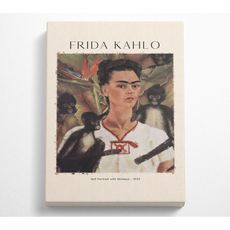 Self Portrait With Monkeys by Frida Kahlo - Wrapped Canvas Print, 102cm H x 66cm W x 10cm D