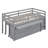 Gray Twin Loft Bed with Retractable Desk, 4 Drawers & Solid Wood + MDF Frame