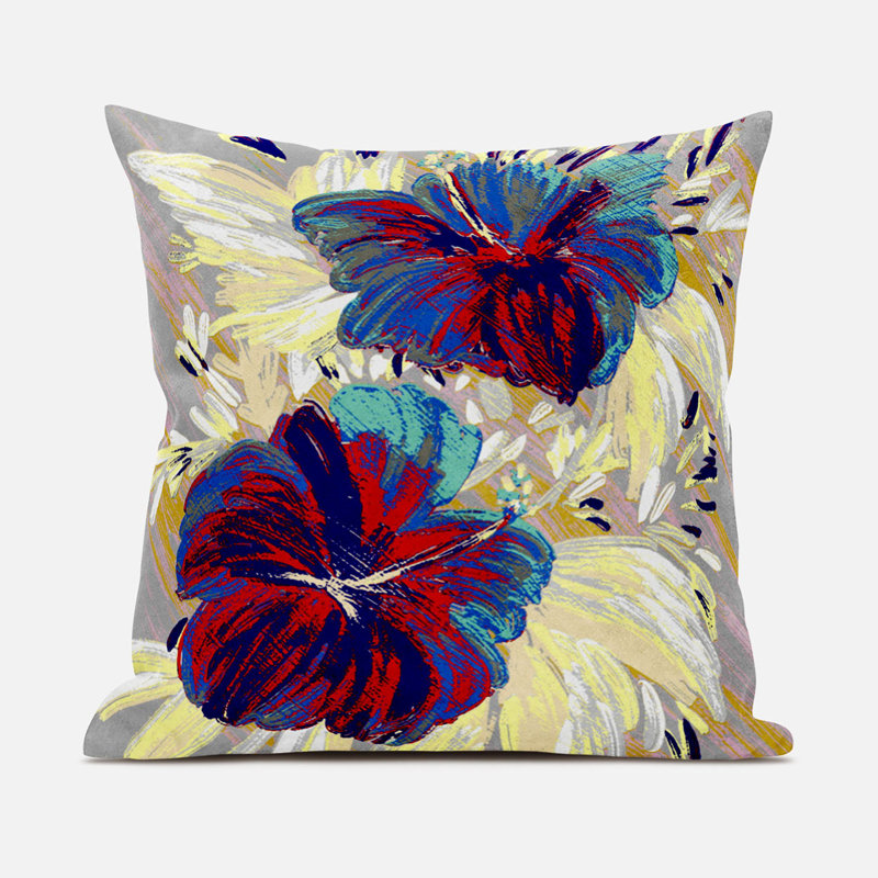 Floral Square Throw Cushion, 46cm H x 46cm W, Pink/Green/Blue